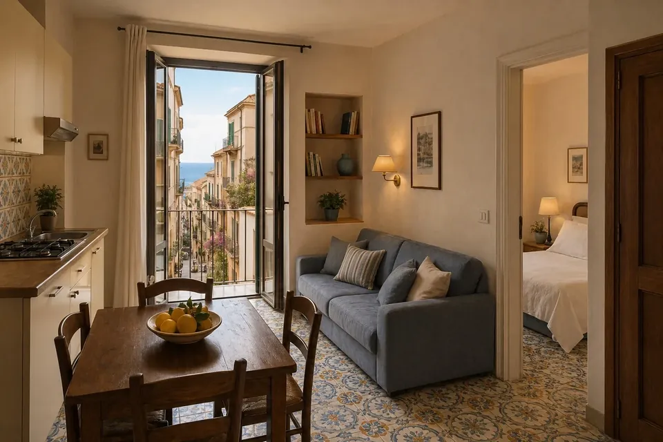 Casa vacanze ad Amalfi con cucina, soggiorno e camera separata